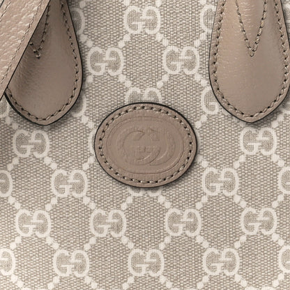Gucci GG Supreme Monogram Textured Dollar Calfskin Mini Retro Interlocking G Tote Bag Beige Mystic White Oatmeal 8 of 10