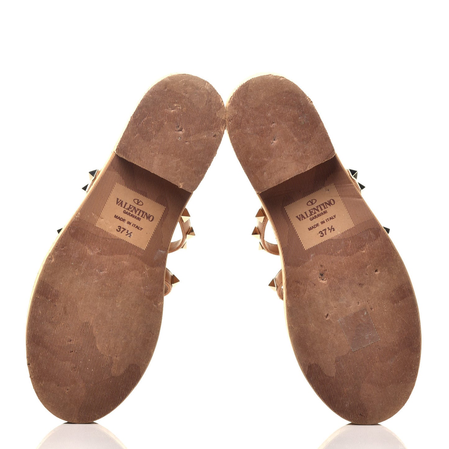 Calfskin Cork Rockstud Caged 30/50mm Platform Sandals 37.5 Tan
