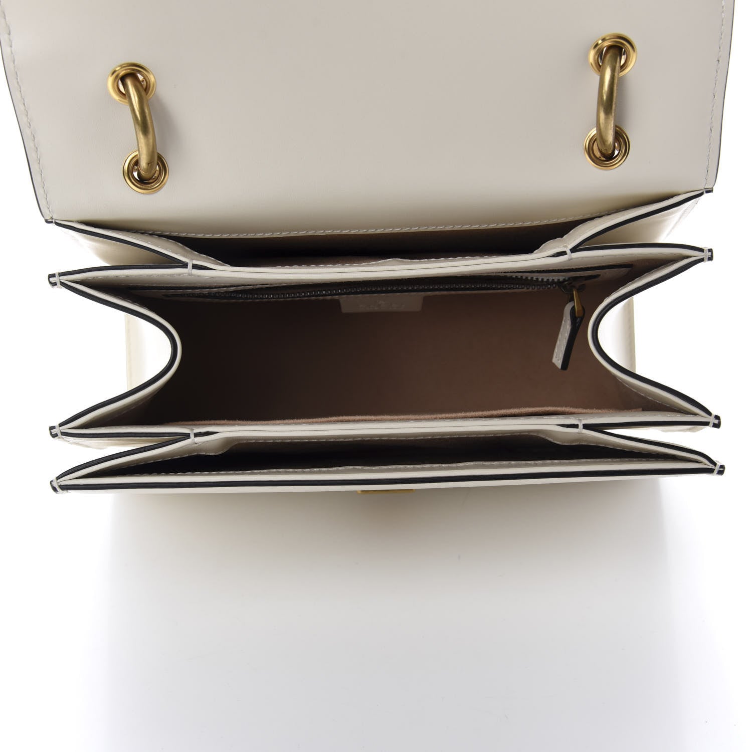 Gucci Calfskin Sylvie Web Small Queen Margaret Top Handle Bag White 5 of 10