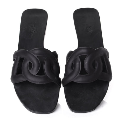 Hermes Rubber Aloha Sandals 39 Black 5 of 11