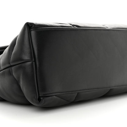 Saint Laurent Lambskin Quilted Medium Loulou Puffer Monogram Chain Satchel Black 9 of 10