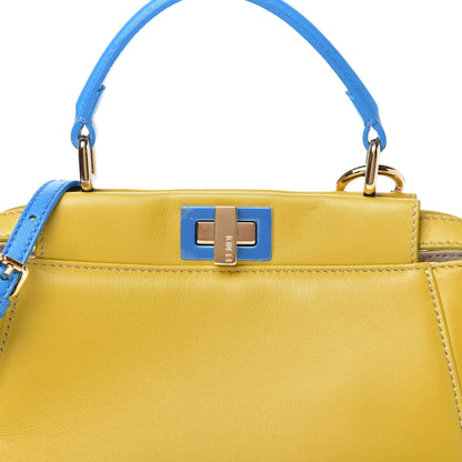 Fendi Nappa Colorblock Mini Peekaboo Iconic Satchel Lime Blue Royal Latte 9 of 9
