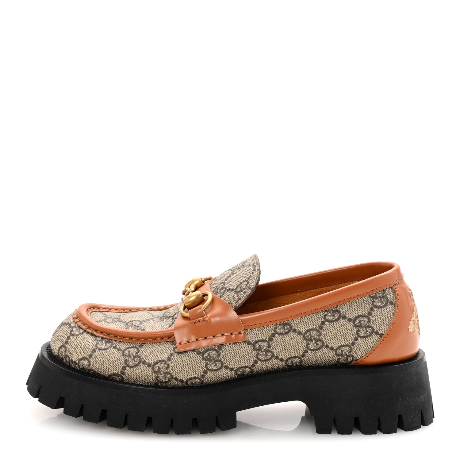 Gucci GG Supreme Monogram Cordovan Lux Womens Harald Horsebit 25mm Platform Loafers 36.5 Beige Ebony 1 of 11