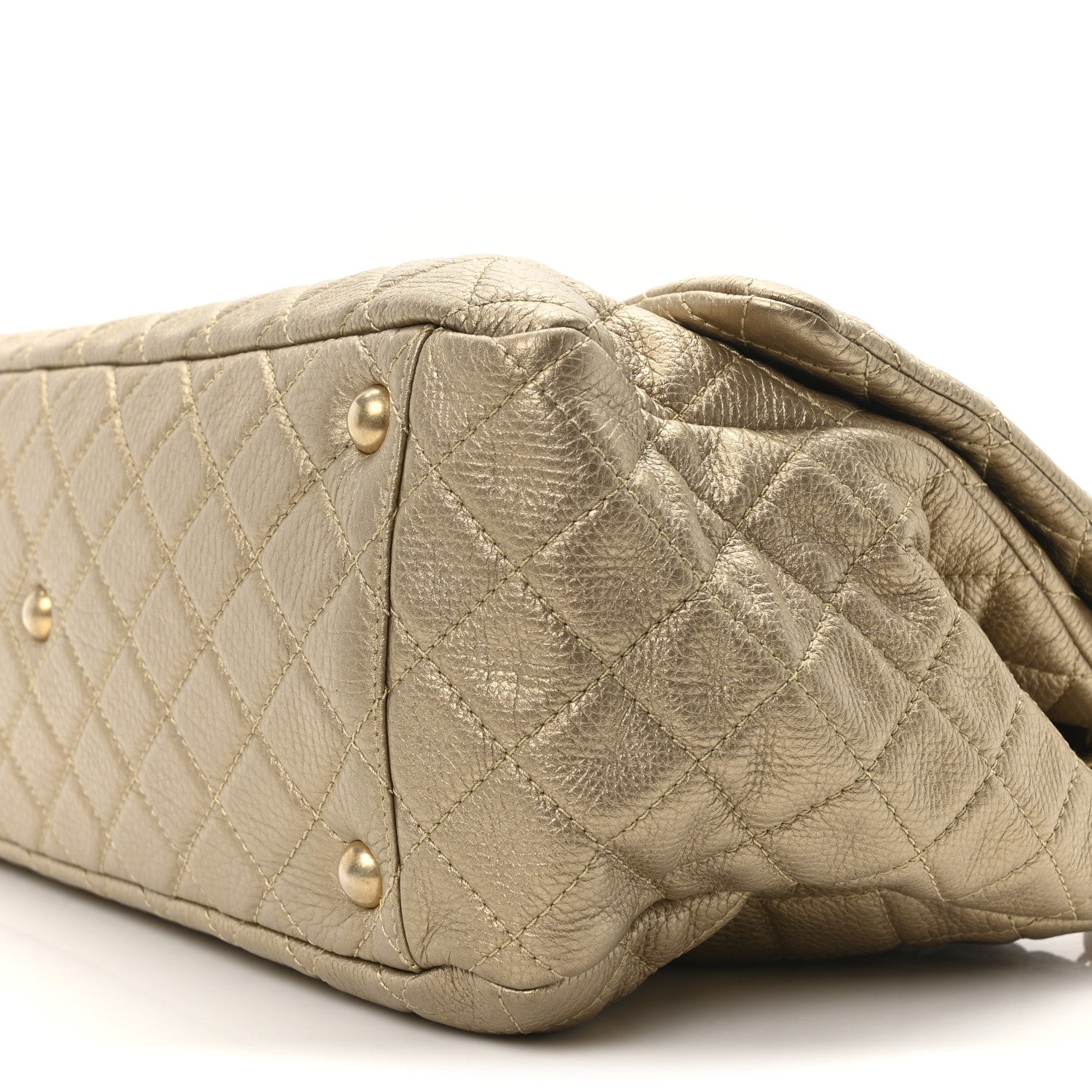 Chanel Metallic Calfskin Quilted Small XXL Travel Flap Bag Gold 10 of 10