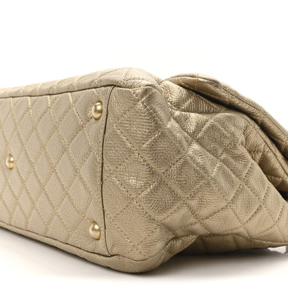 Chanel Metallic Calfskin Quilted Small XXL Travel Flap Bag Gold 10 of 10