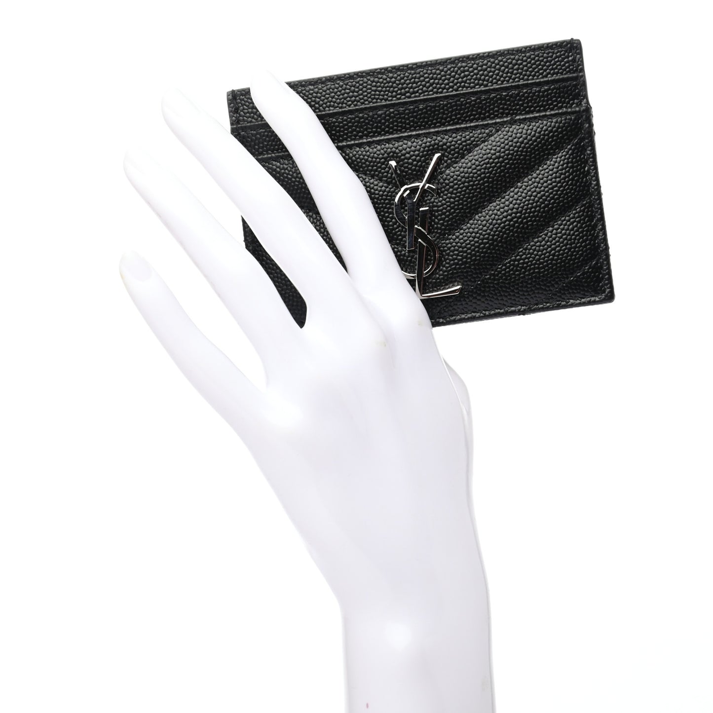 Grain De Poudre Matelasse Chevron Monogram Credit Card Case Black