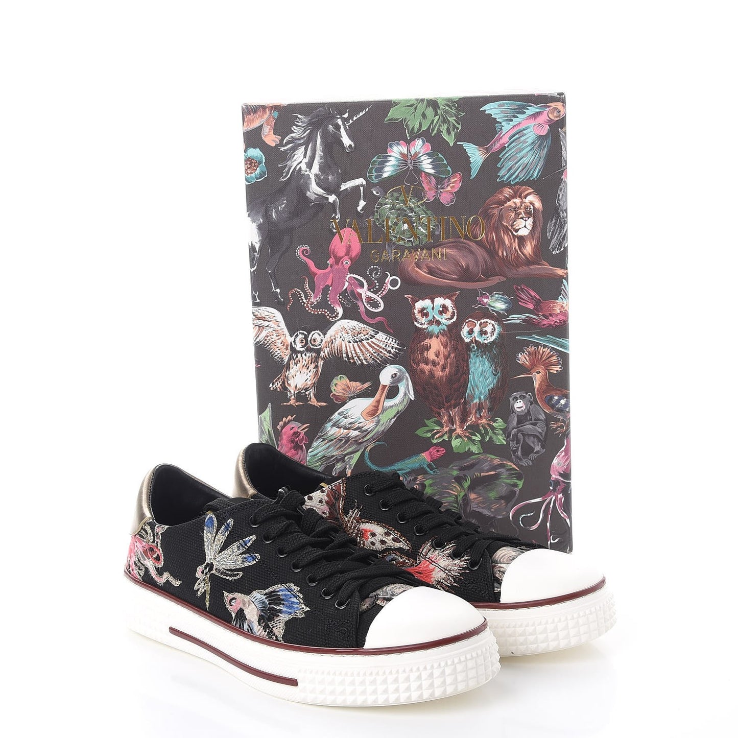 Canvas Embroidered Womens Low Sneakers 39 Black Multicolor