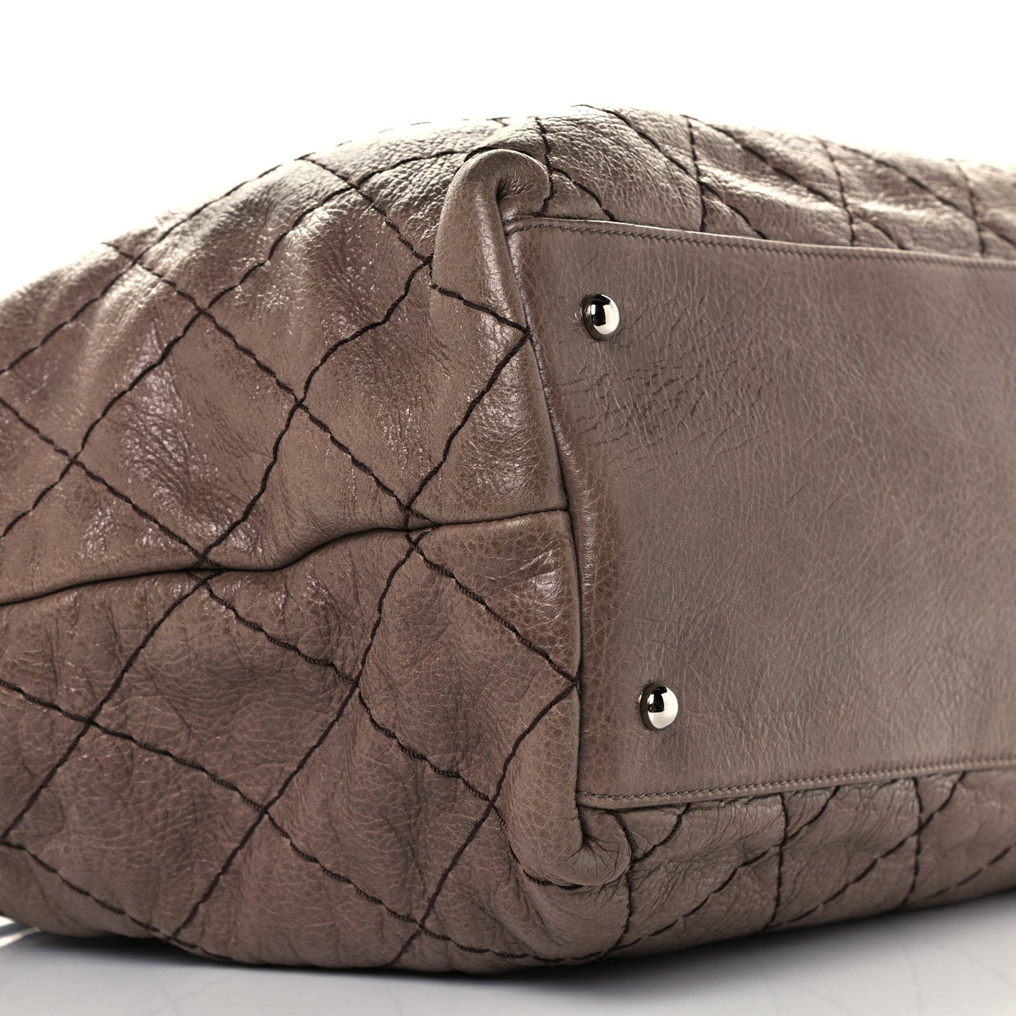 Glazed Calfskin Large On The Road Tote Brown