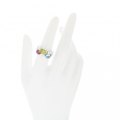 Bulgari 18K White Gold Diamond Gemstone Allegra Two Band Ring 52 6 2 of 7