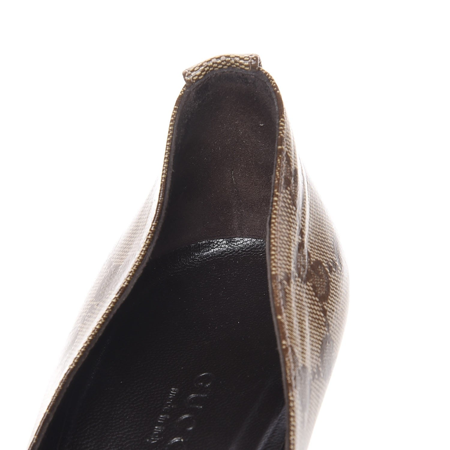 Gucci Crystal Monogram Wedges Pumps 9.5 Beige Ebony 11 of 12