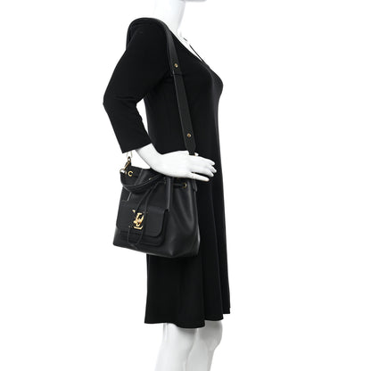 Louis Vuitton Calfskin Lockme Bucket MM Black 2 of 9