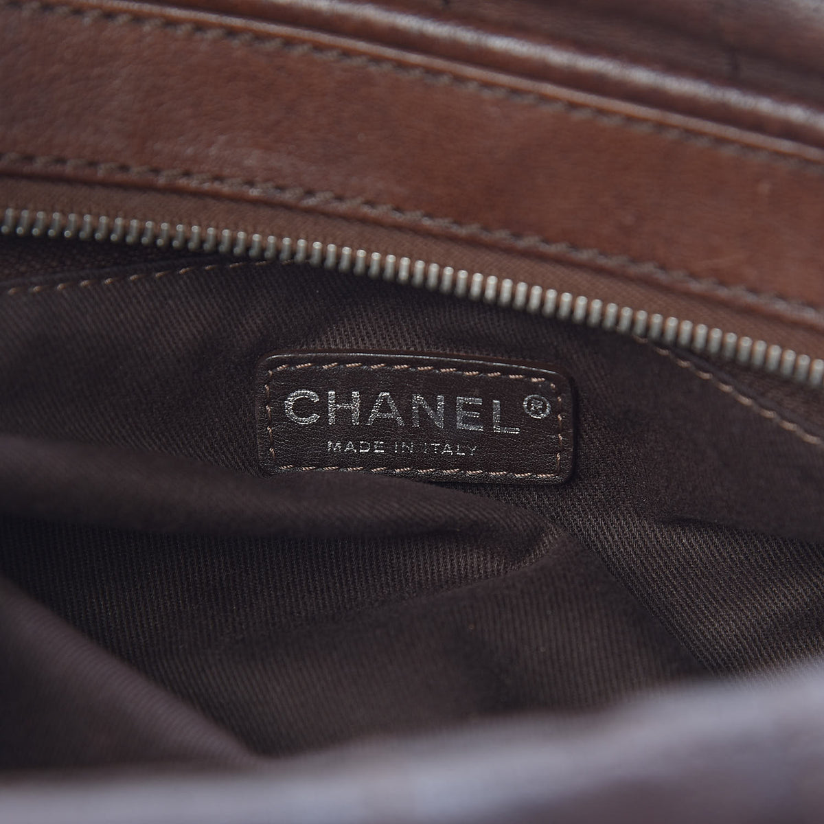 Calfskin Stitched Outdoor Ligne Bowler Brown