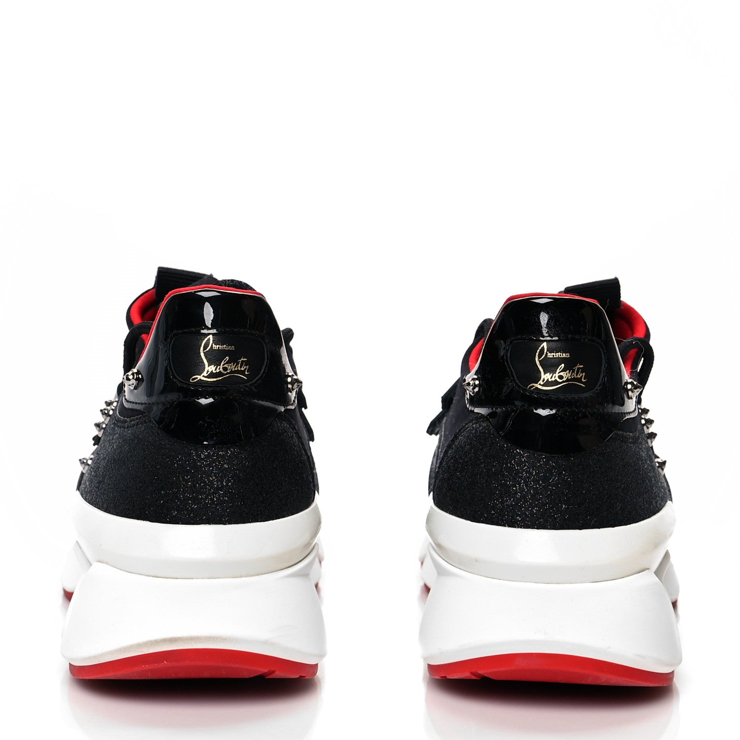 Christian Louboutin Glitter Donna Red Runner Flat Sneaker 39 Black 5 of 9