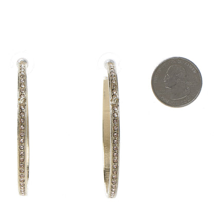 Chanel Crystal CC Hoop Earrings Pale Pink Gold 2 of 4