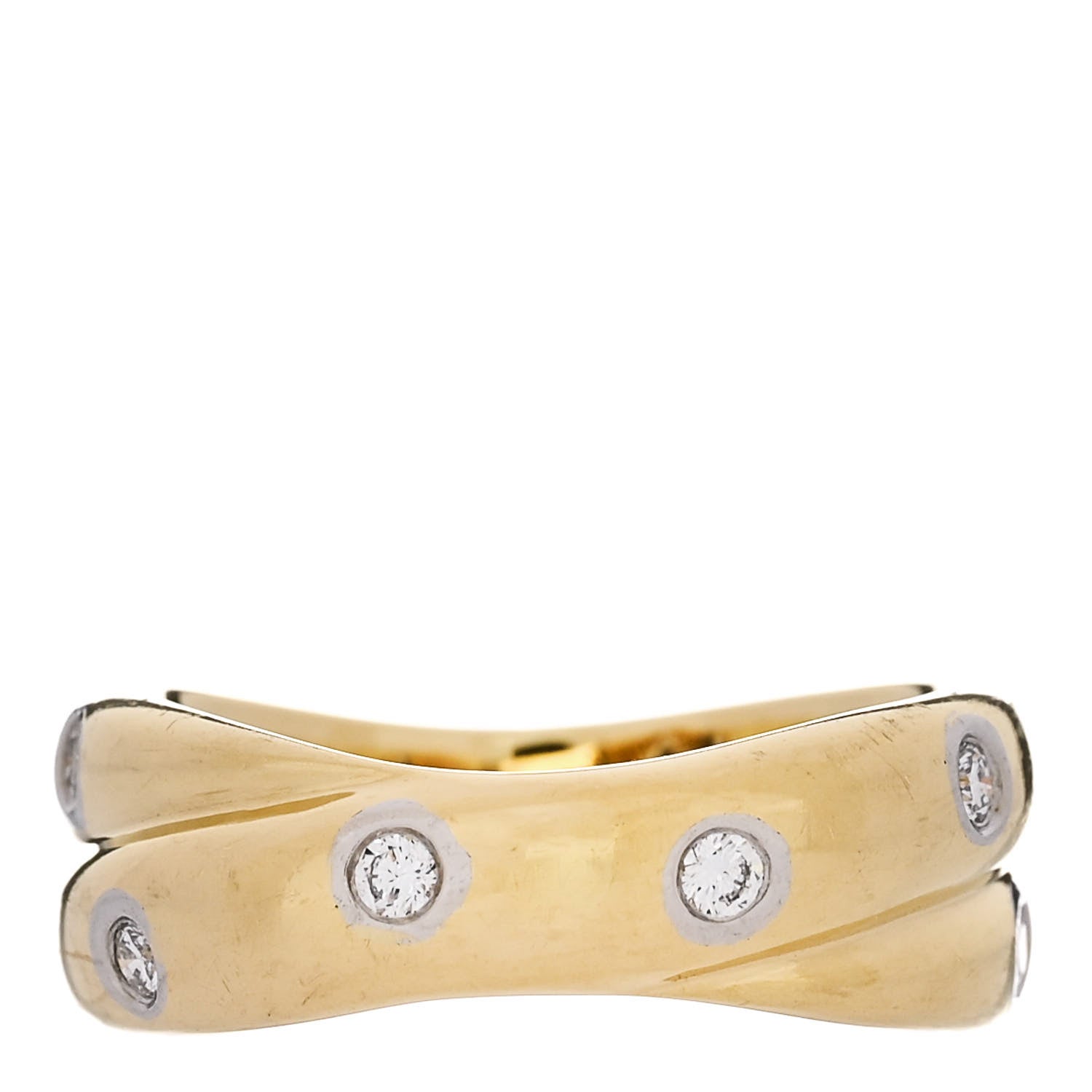 Tiffany 18K Yellow Gold Platinum Diamond Etoile Twist Band Ring 52 6 4 of 5