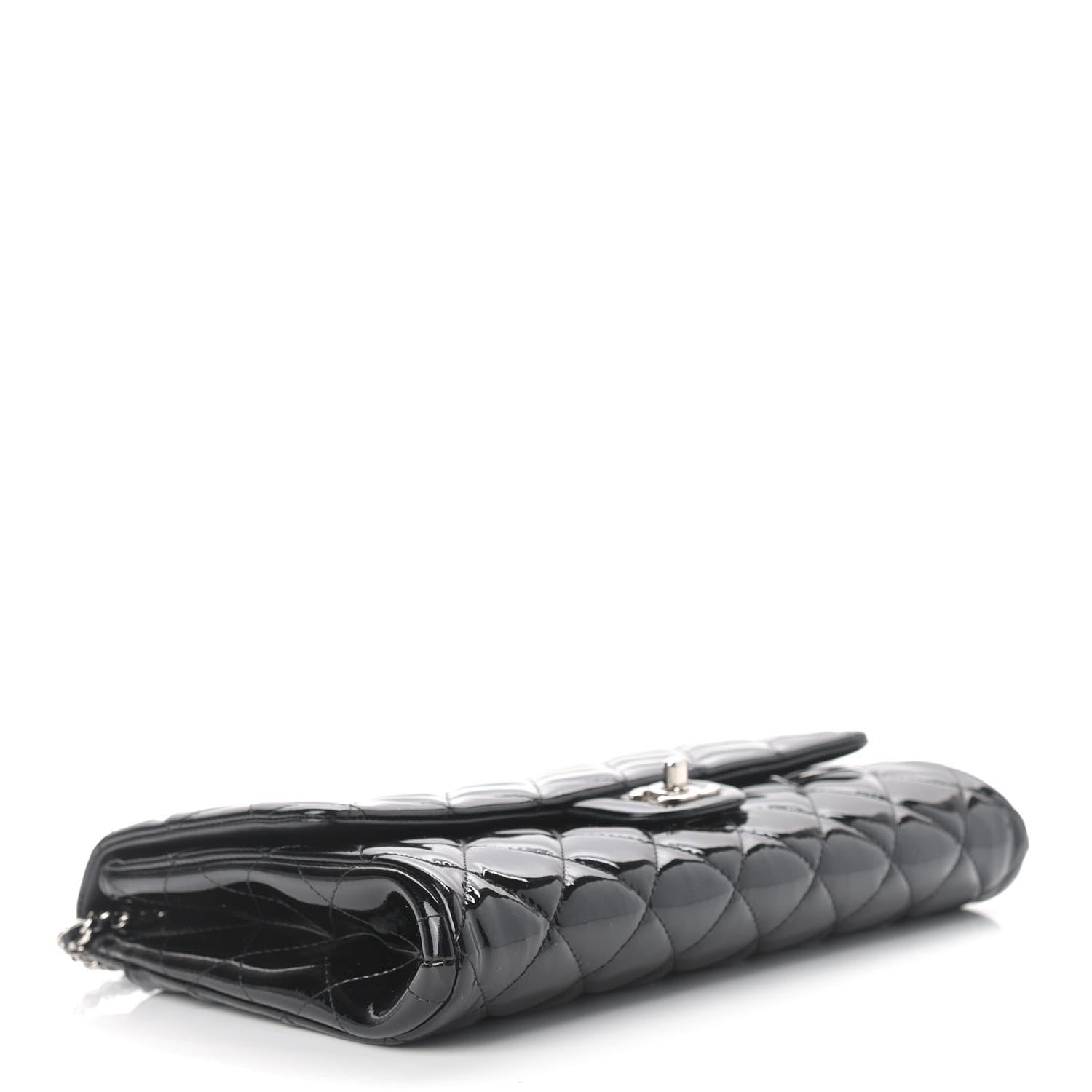 Chanel Patent Quilted Clutch with Chain Flap Black 4 of 9