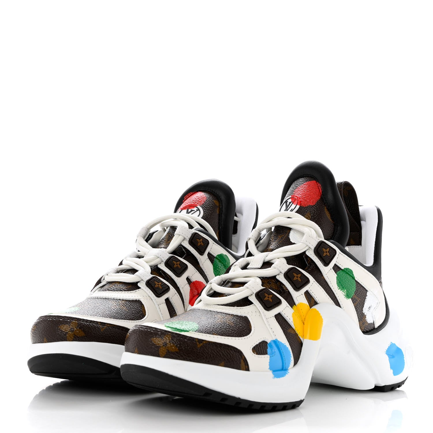 Louis Vuitton X YAYOI KUSUMA Calfskin Dots Monogram Archlight Sneakers 39 White 3 of 8
