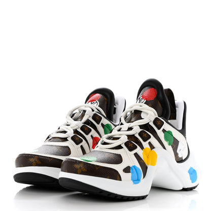 Louis Vuitton X YAYOI KUSUMA Calfskin Dots Monogram Archlight Sneakers 39 White 3 of 8