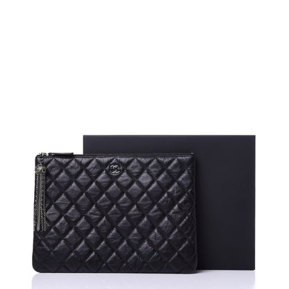 Chanel Aged Calfskin Quilted Medium Tassel Cosmetic Case Black 11 of 11