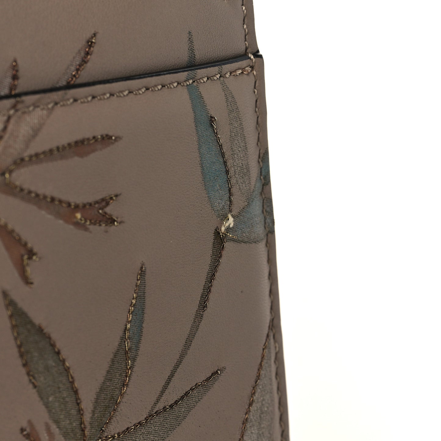 Vitello Embroidered Medium Glam Lock Rockstud Flap Beige