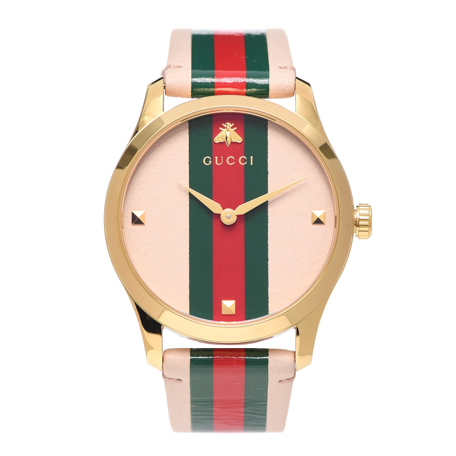 Gucci Stainless Steel Calfskin 38mm G-Timeless Stripe Web Quartz Watch Pink 1 of 5