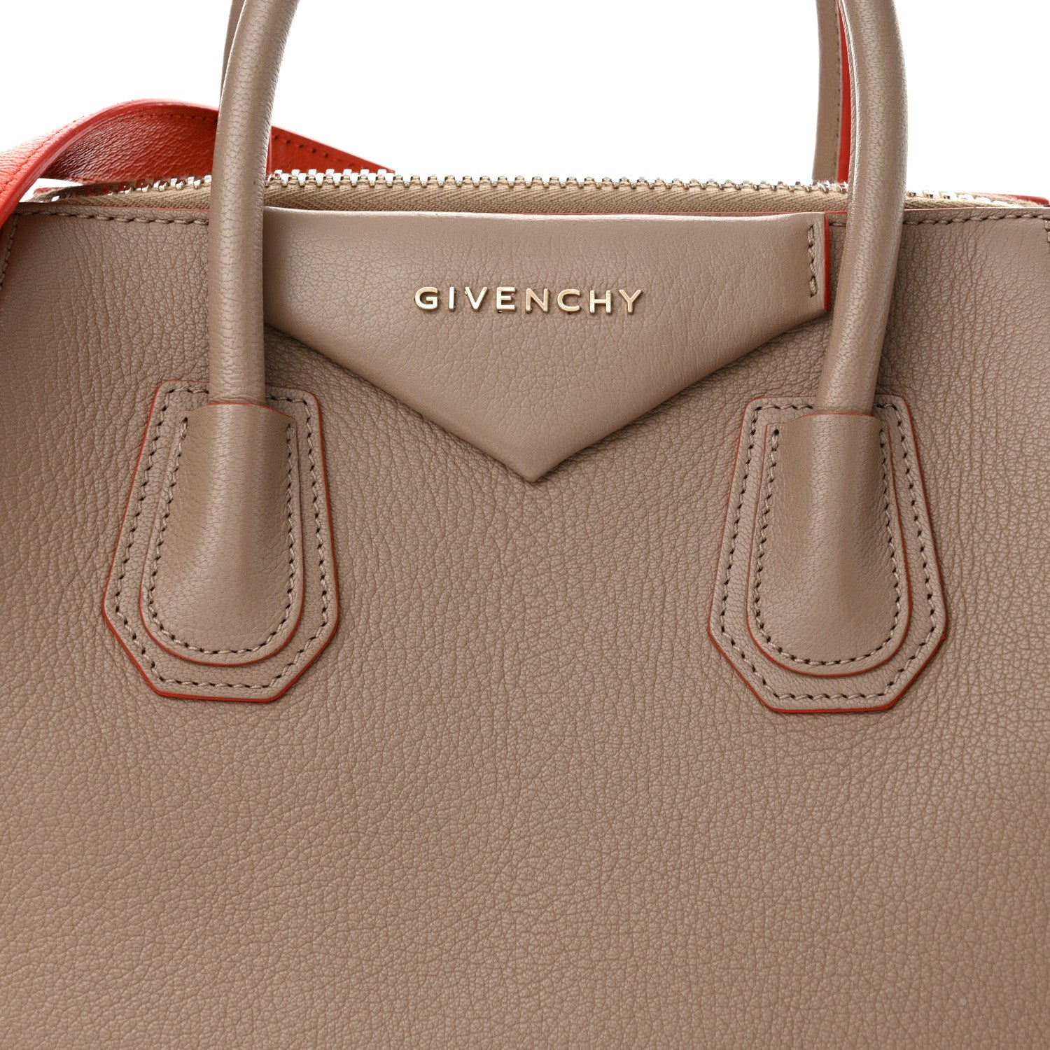 Givenchy Sugar Grained Goatskin Small Tri-Color Antigona Taupe Black Orange 8 of 13