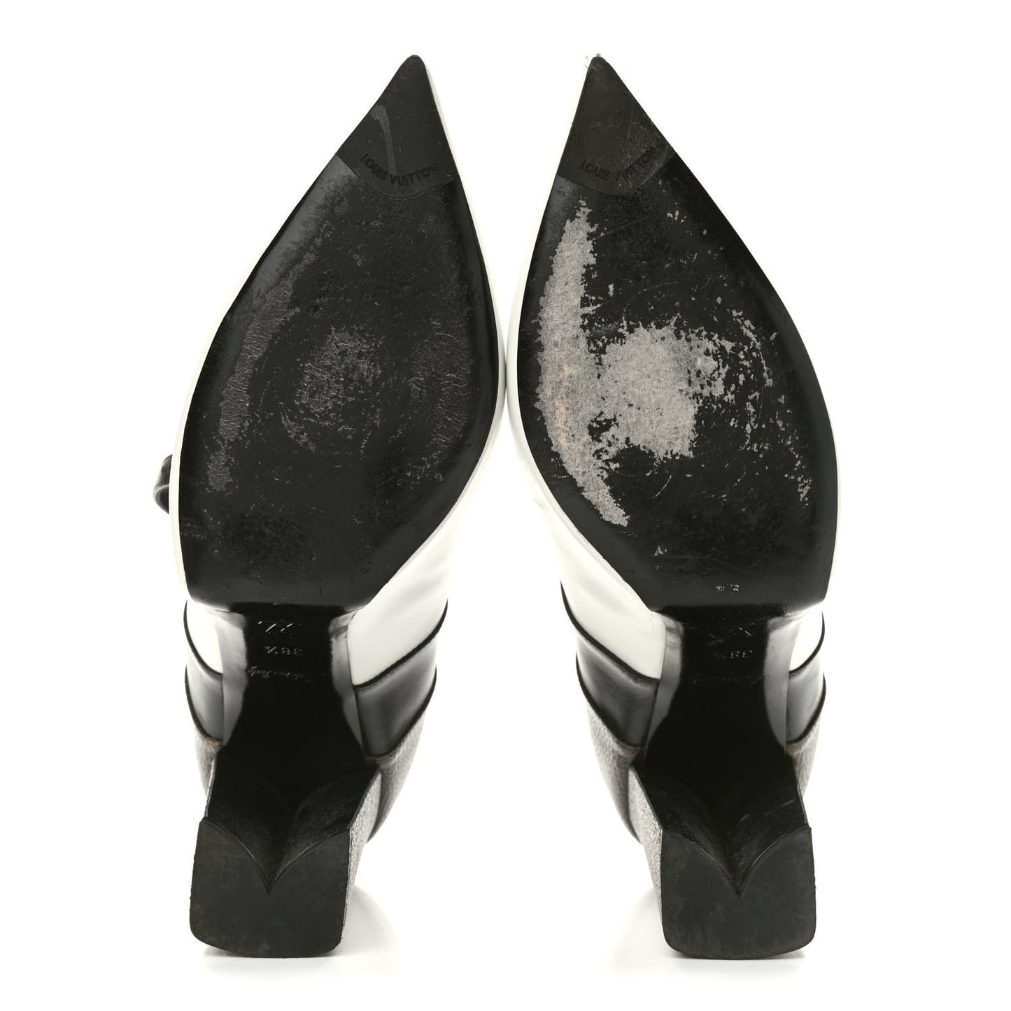Calfskin Monogram Matchmake Strap Pumps 38.5 Black White