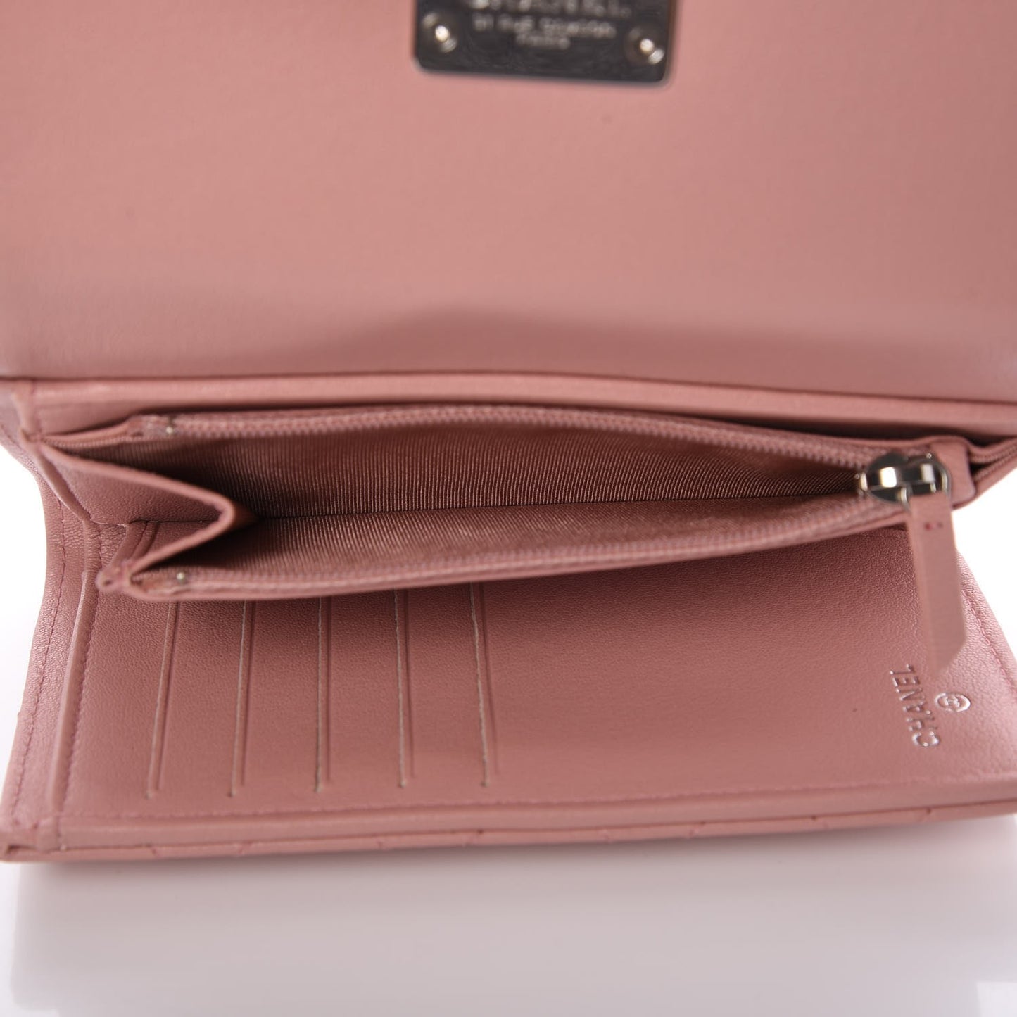 Lambskin Quilted CC Box Flap Wallet Light Pink