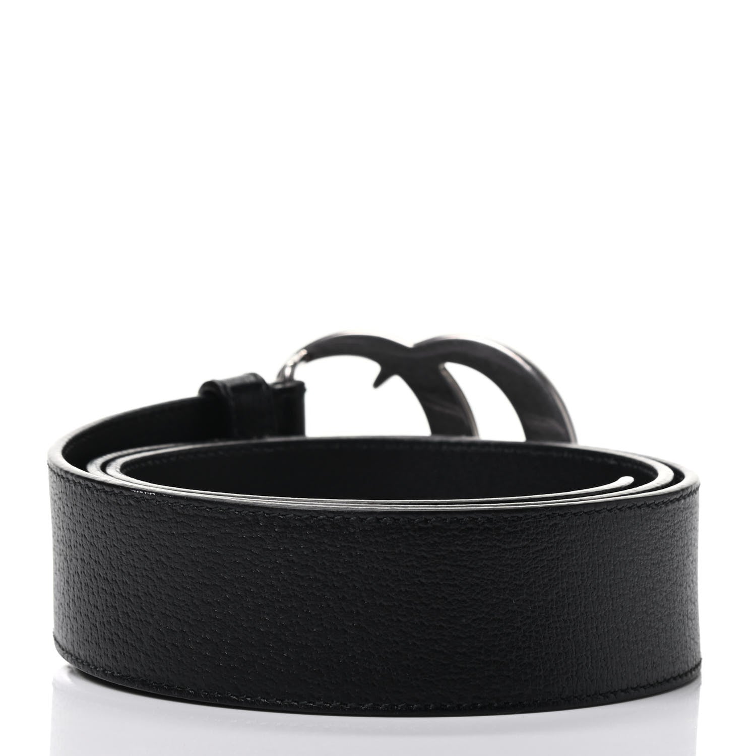 Gucci Textured Dollar Calfskin Nickel Double G 40mm Belt 90 36 Black 2 of 3