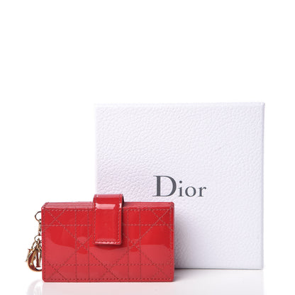 Christian Dior Patent Cannage Lady Dior 5-Gusset Card Holder Red 9 of 9