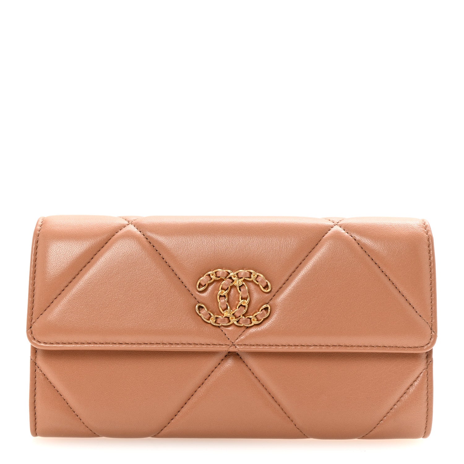 Chanel Lambskin Quilted Chanel 19 Flap Wallet Brown 1 of 9