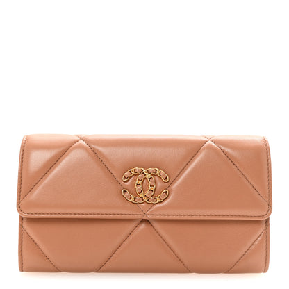 Chanel Lambskin Quilted Chanel 19 Flap Wallet Brown 1 of 9
