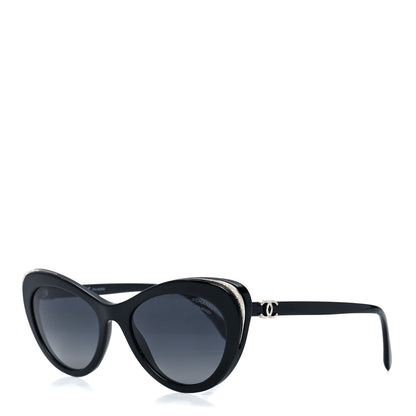 Chanel Acetate Polarized Cat Eye CC Sunglasses 5432 Black 1 of 8