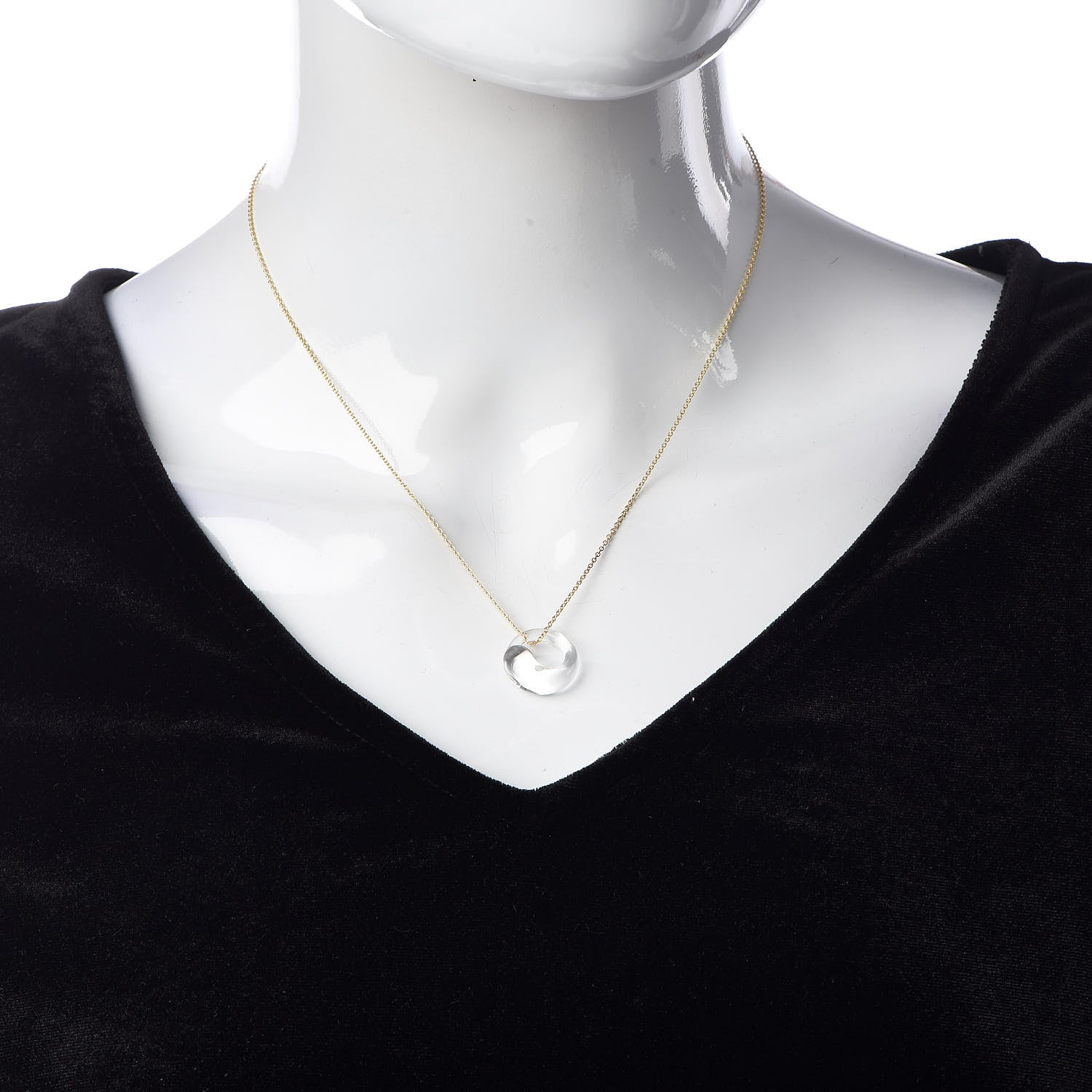 Tiffany 18K Yellow Gold Quartz Elsa Peretti Eternal Circle Pendant Necklace 2 of 6