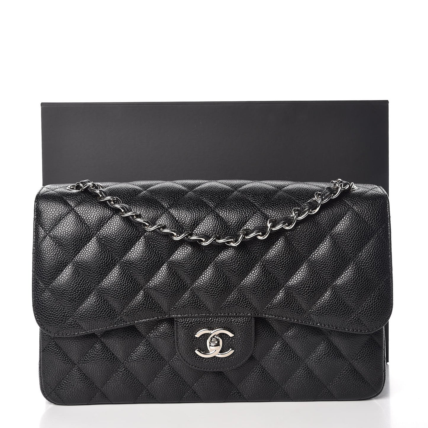Caviar Quilted Jumbo Double Flap Black
