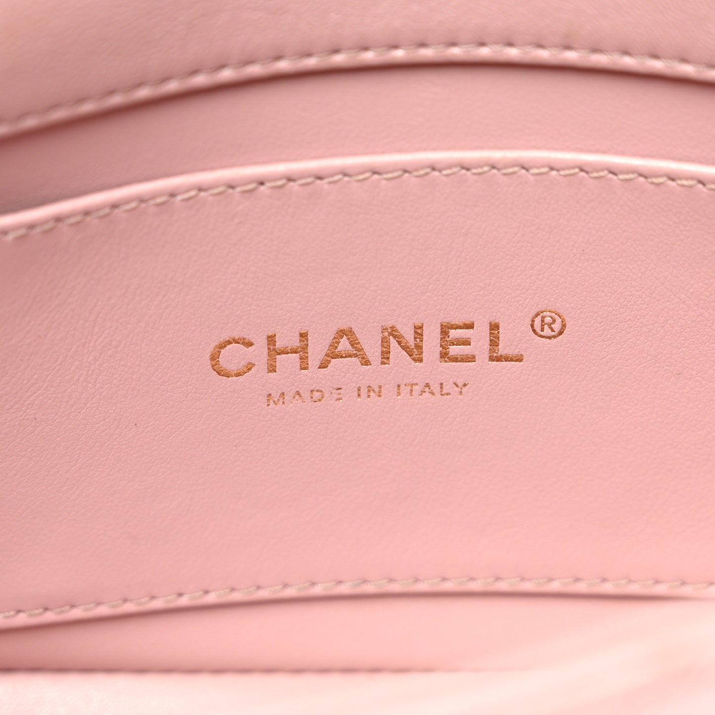 Metallic Lambskin Quilted Logo Charm Chain Flap Pink