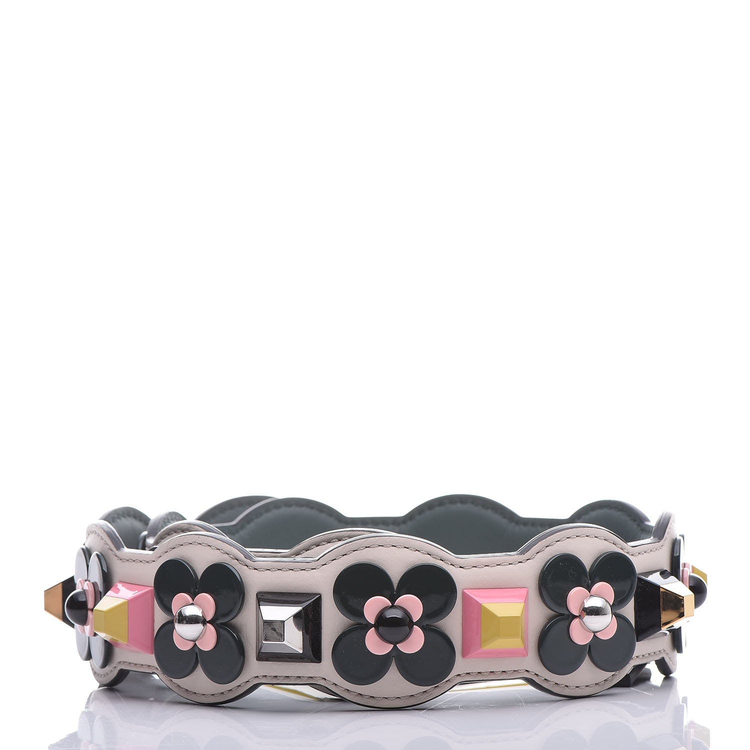 Fendi Vitello Dolce Plexiglass Flowerland Studded Strap You Camelia Multicolor 2 of 4