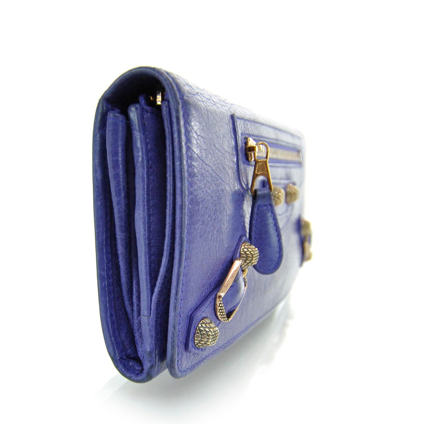 Agneau Giant 12 Rose Gold Hardware Money Wallet Bleu Lavande