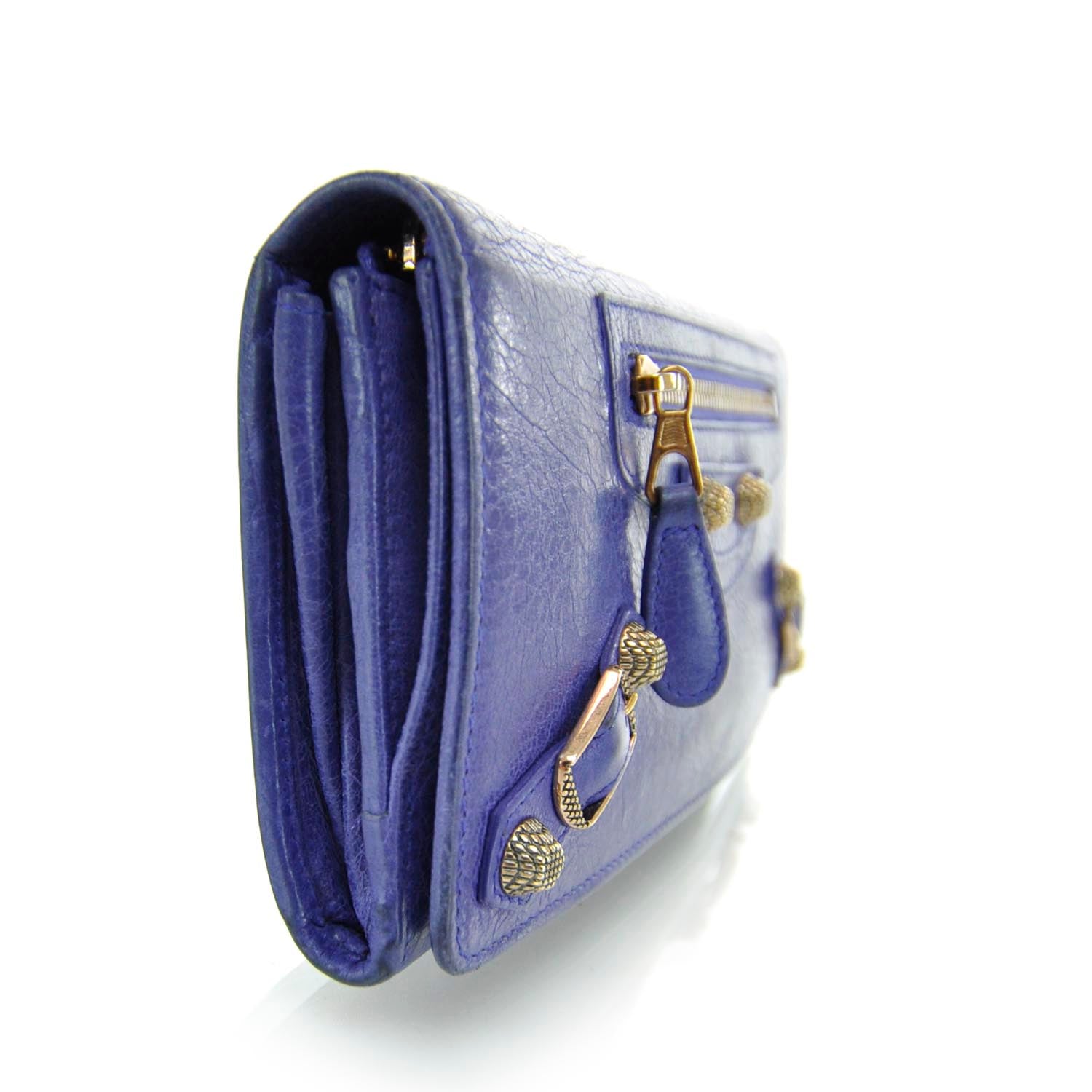 Balenciaga Agneau Giant 12 Rose Gold Hardware Money Wallet Bleu Lavande 6 of 12
