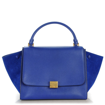 Celine Drummed Calfskin Suede Medium Trapeze Indigo 1 of 7