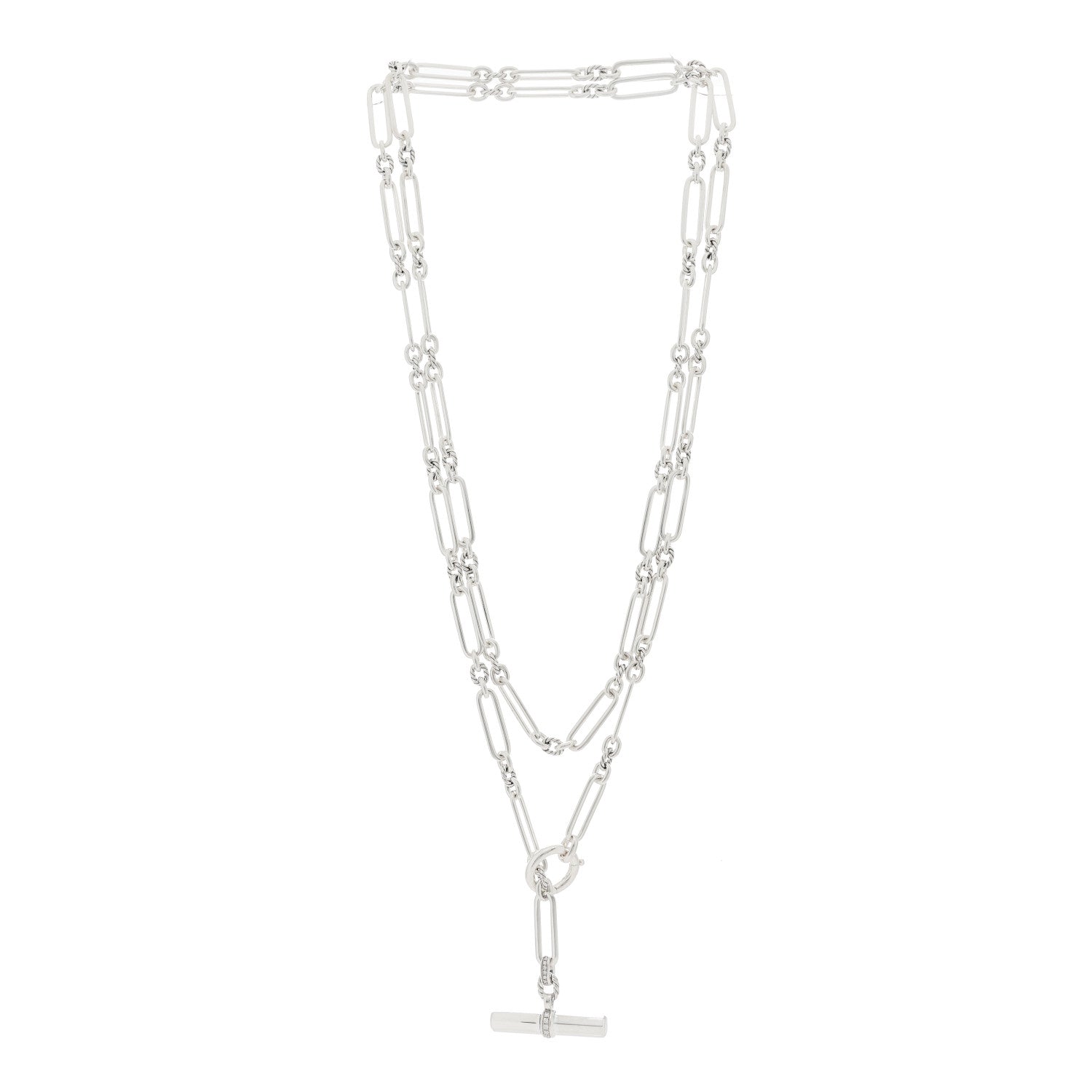 David Yurman Sterling Silver Diamond Lexington Y Chain Necklace 2 of 3