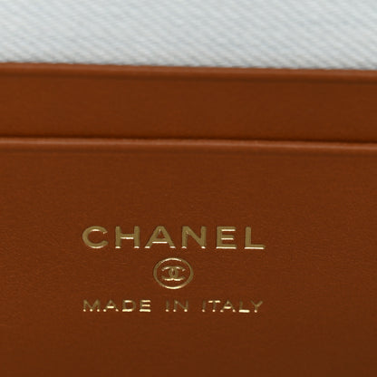 Chanel Washed Denim Calfskin Quilted Top Handle Slim Vanity Case With Chain Blue Brown 6 of 10