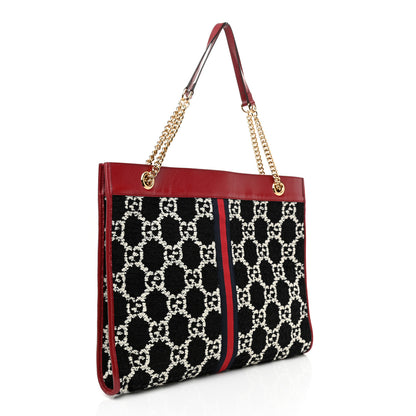 Gucci Tweed GG Monogram Large Rajah Chain Tote Romantic Cherry Black White 4 of 11