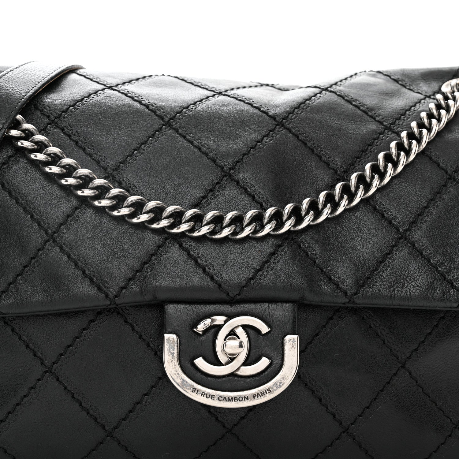 Chanel Calfskin Quilted Jumbo Coco Sporran Flap Black 8 of 11