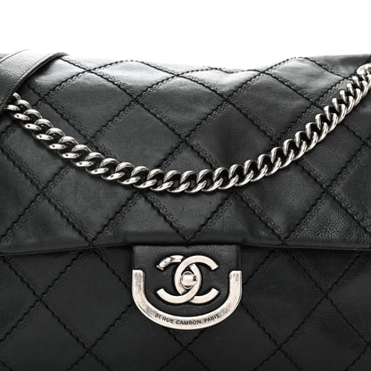 Chanel Calfskin Quilted Jumbo Coco Sporran Flap Black 8 of 11