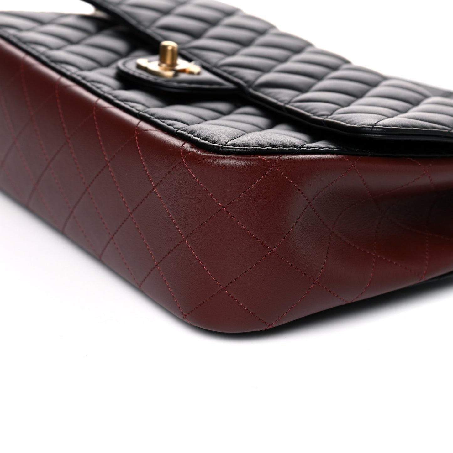 Calfskin Quilted Strap Into Flap Bag Black Brown