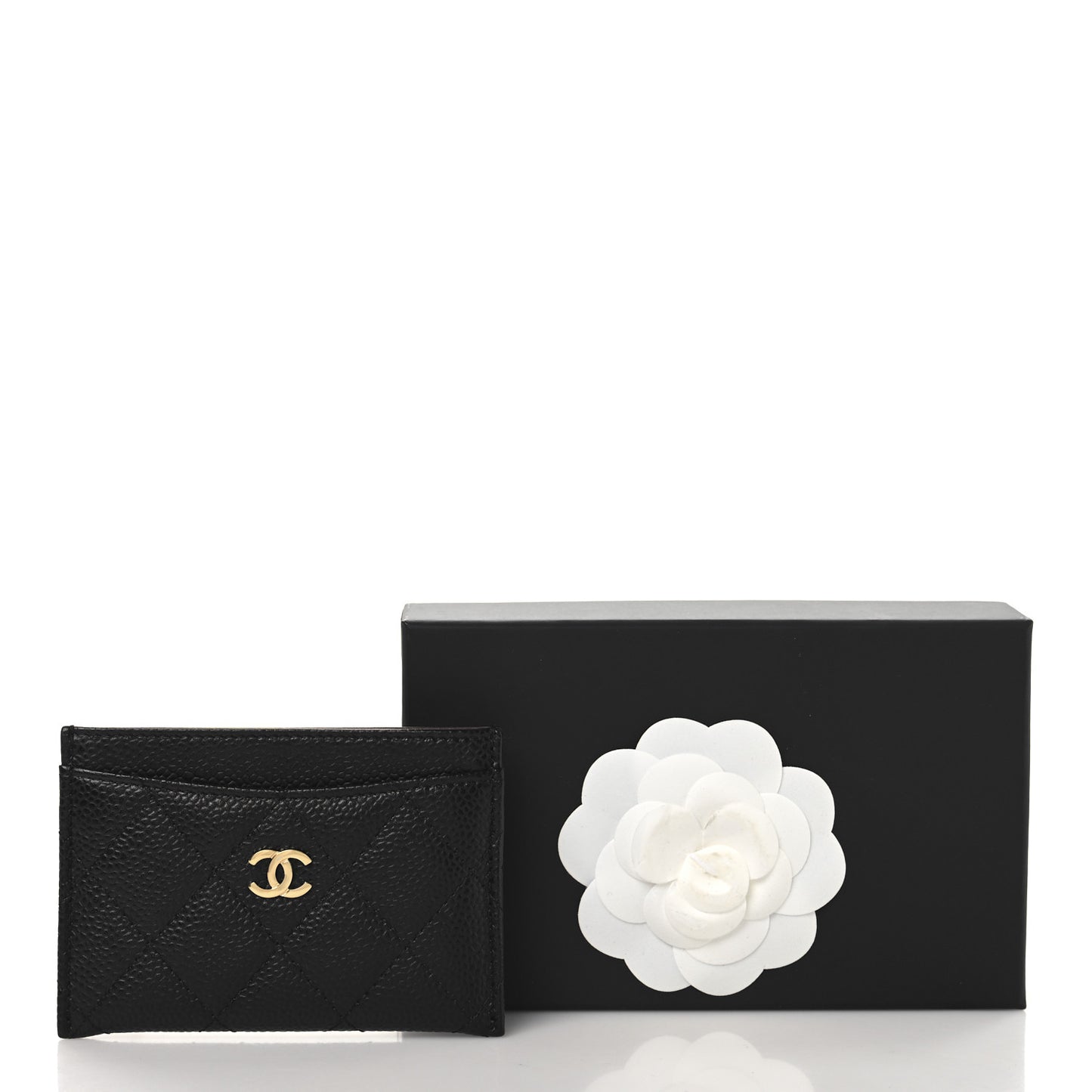 Caviar Quilted Card Holder Black