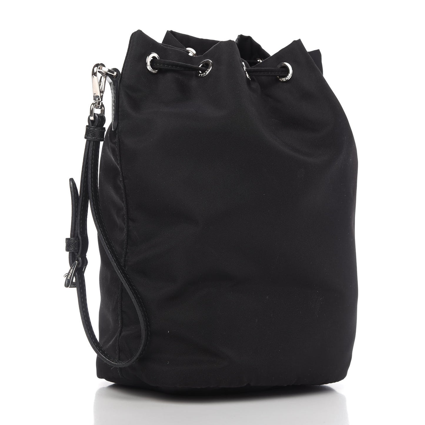 Nylon Vela Drawstring Wristlet Pouch Black