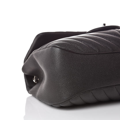 Chanel Caviar Chevron Quilted Large Puffy CC Flap Black 5 of 9