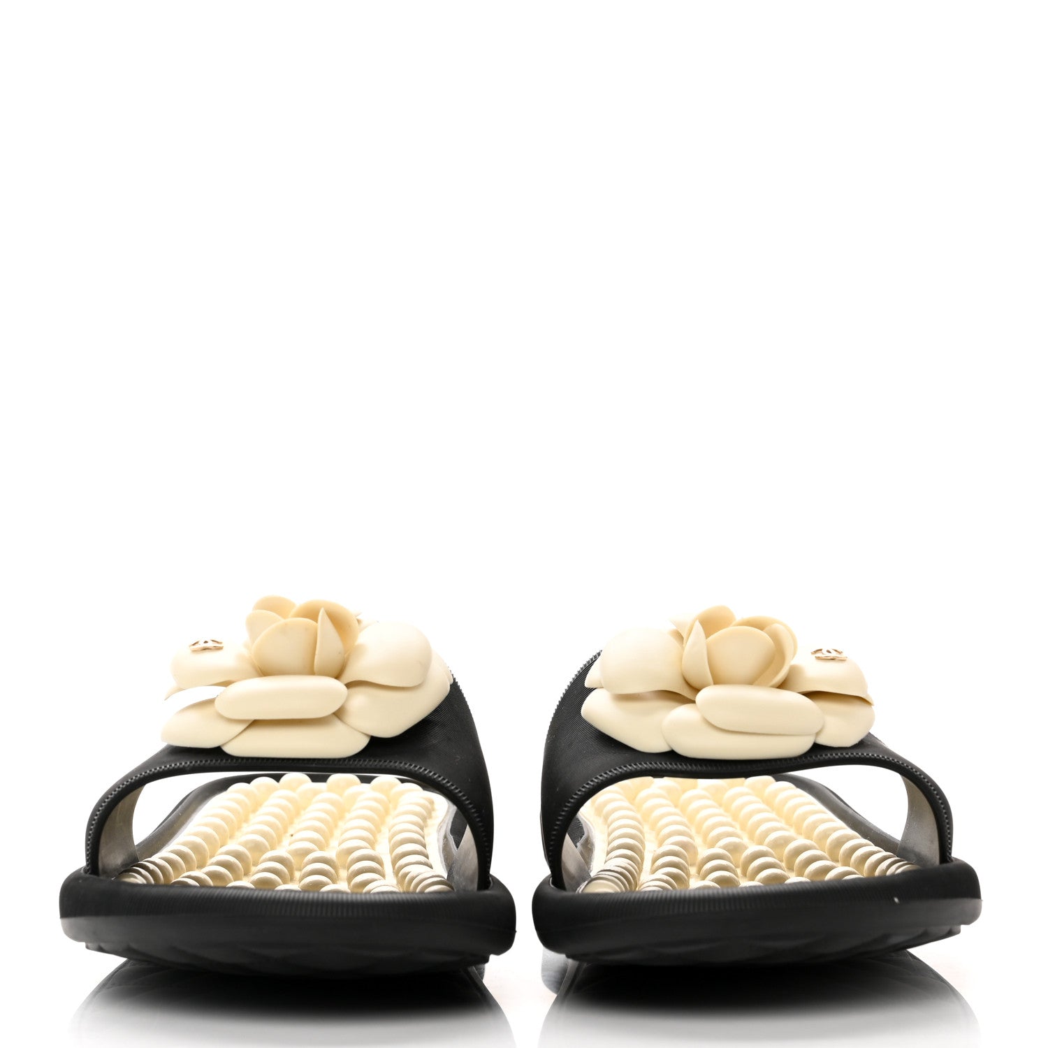 Chanel Thermoplastic PVC Camellia Mule Sandals 42 Black Ivory 2 of 6